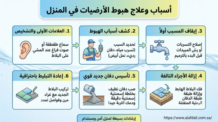 أهم اسباب هبوط البلاط في المنزل وكيفية علاج هبوط المنزل أسباب هبوط الارضيات والبلاط التي تحدث في المنزل