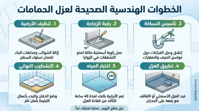 خطوات عزل الحمامات ودورات المياه المتخصصة