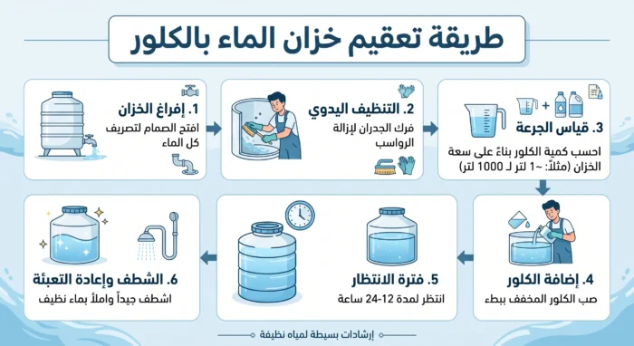 تعقيم خزانات المياه بمادة الكلور