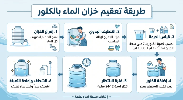 طريقة تعقيم خزان الماء بالكلور: الجرعات الآمنة خطوة بخطوة