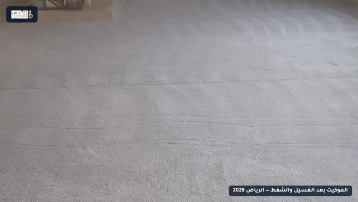 غرفة بموكيت رمادي ثابت بعد الغسيل والشفط العميق